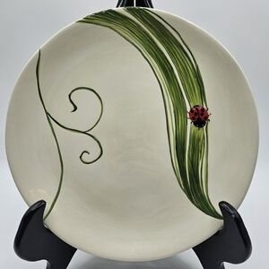 Pier 1 LADYBUG Earthenware 8.25" Plate, Garden Handpainted Majolica